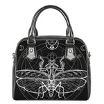 Black And White Mantis Spirit Print Shoulder Handbag