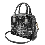 Black And White Mantis Spirit Print Shoulder Handbag
