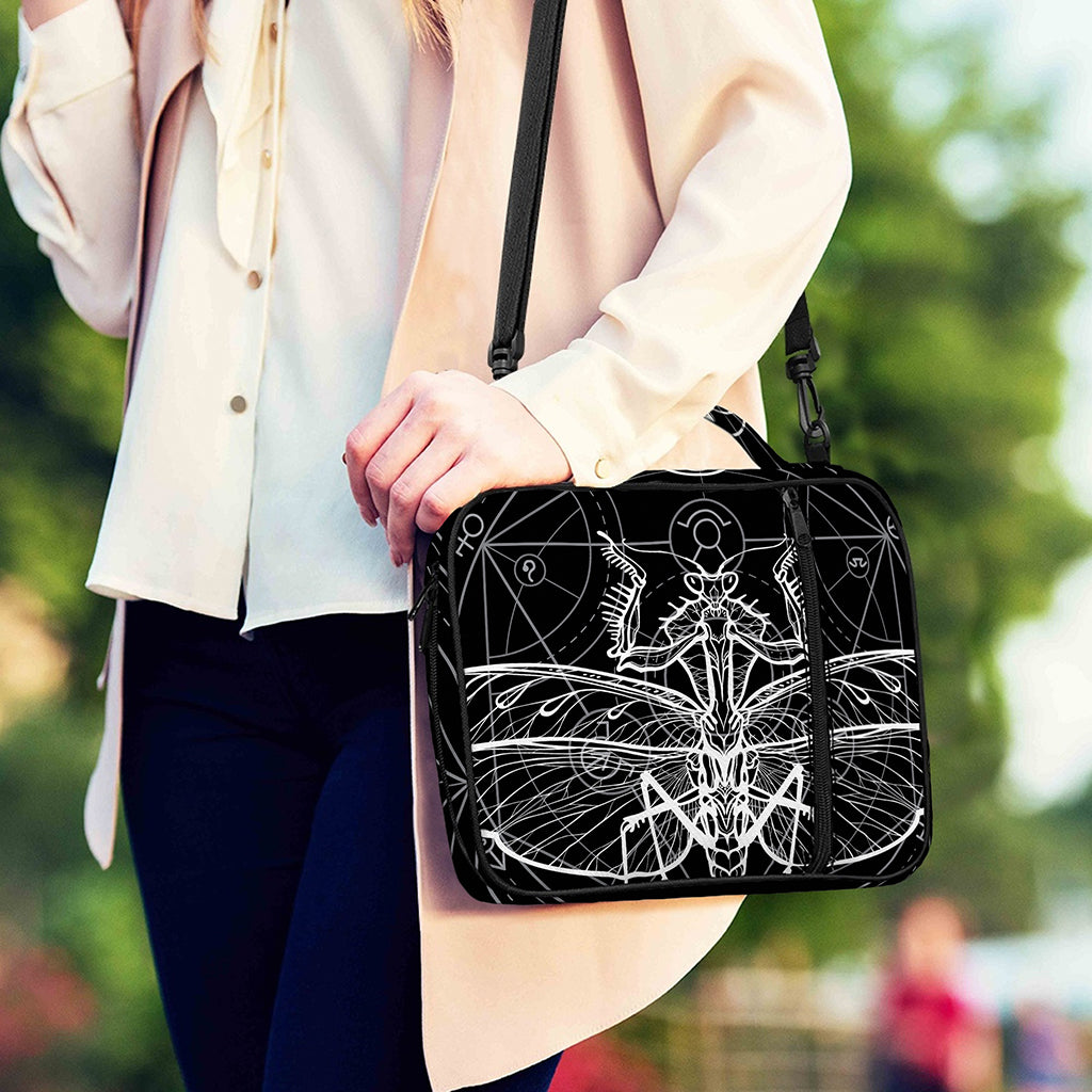 Black And White Mantis Spirit Print Shoulder Strap Bible Bag