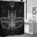 Black And White Mantis Spirit Print Shower Curtain