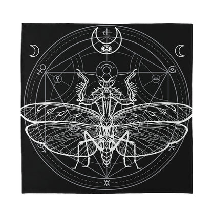 Black And White Mantis Spirit Print Silk Bandana