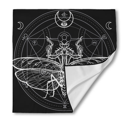 Black And White Mantis Spirit Print Silk Bandana