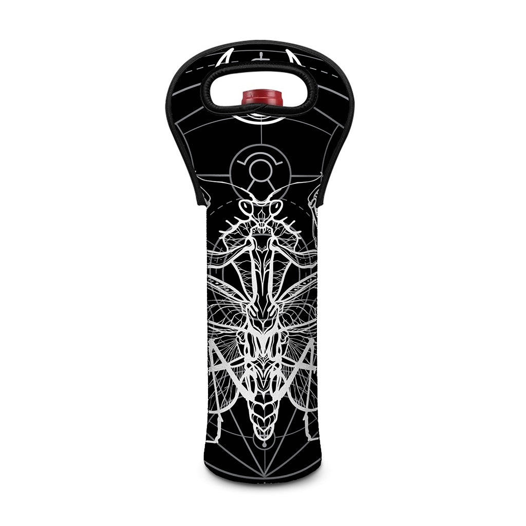 Black And White Mantis Spirit Print Single Neoprene Wine Tote
