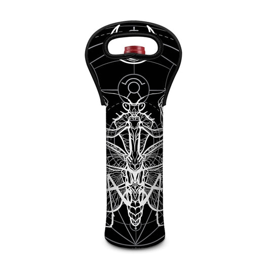 Black And White Mantis Spirit Print Single Neoprene Wine Tote