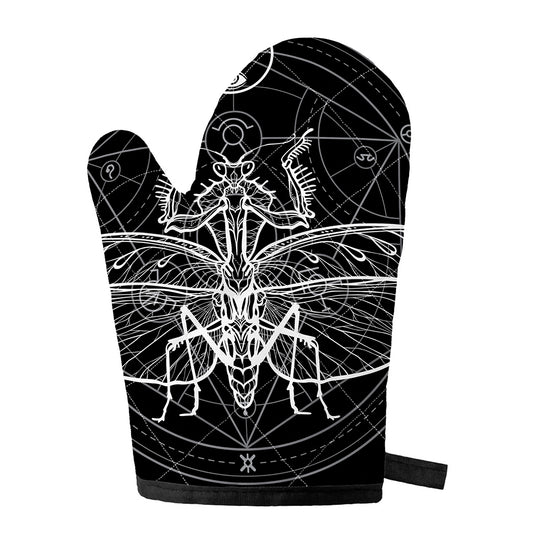 Black And White Mantis Spirit Print Single Oven Mitt