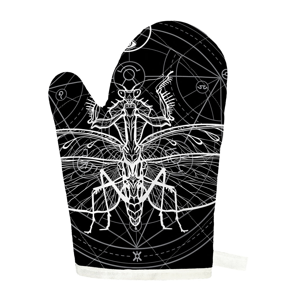 Black And White Mantis Spirit Print Single Oven Mitt