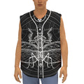 Black And White Mantis Spirit Print Sleeveless Baseball Jersey