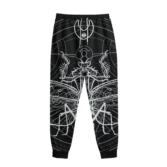 Black And White Mantis Spirit Print Sweatpants