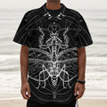 Black And White Mantis Spirit Print Textured Short Sleeve Shirt