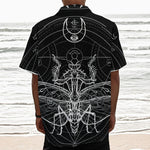 Black And White Mantis Spirit Print Textured Short Sleeve Shirt