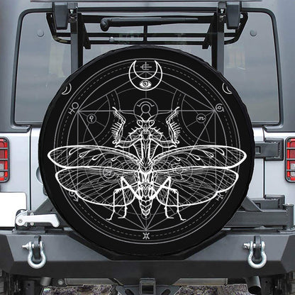 Black And White Mantis Spirit Print Tire Cover