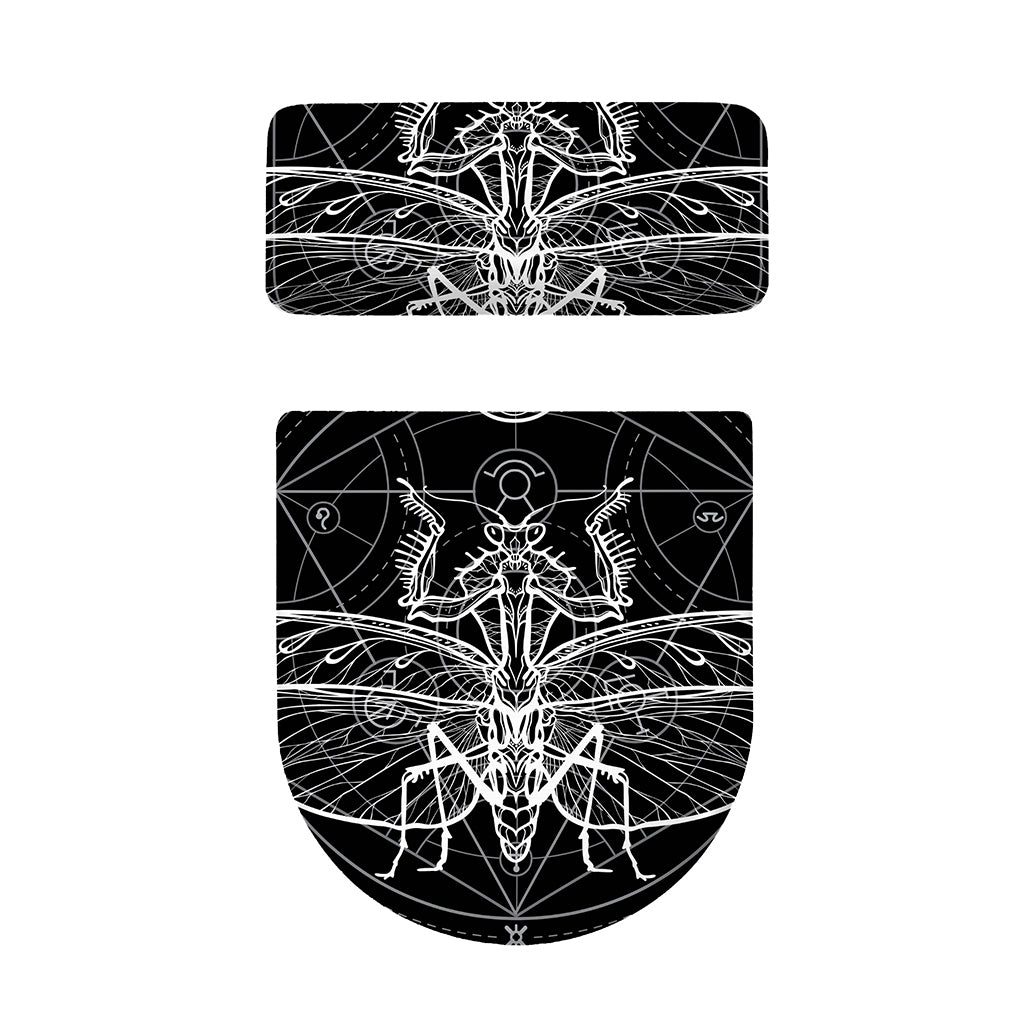 Black And White Mantis Spirit Print Toilet Lid And Tank Cover Set