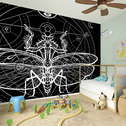 Black And White Mantis Spirit Print Wall Sticker