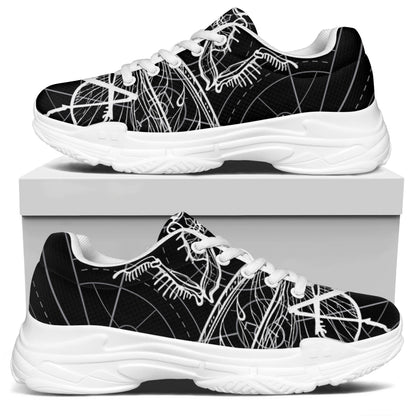 Black And White Mantis Spirit Print White Chunky Shoes