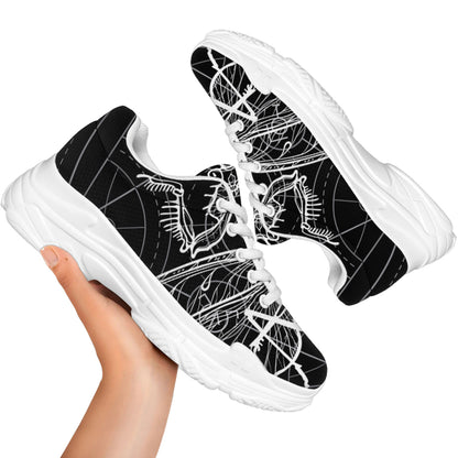 Black And White Mantis Spirit Print White Chunky Shoes