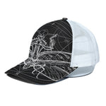 Black And White Mantis Spirit Print White Mesh Trucker Cap