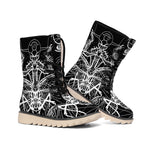 Black And White Mantis Spirit Print Winter Boots