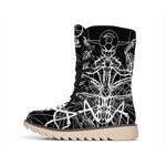 Black And White Mantis Spirit Print Winter Boots
