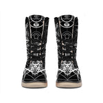 Black And White Mantis Spirit Print Winter Boots