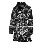 Black And White Mantis Spirit Print Women's Bathrobe