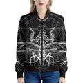 Black And White Mantis Spirit Print Women's Bomber Jacket