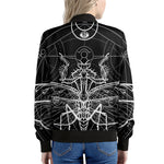 Black And White Mantis Spirit Print Women's Bomber Jacket