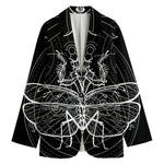 Black And White Mantis Spirit Print Women's Cotton Blazer