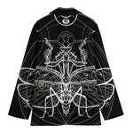 Black And White Mantis Spirit Print Women's Cotton Blazer