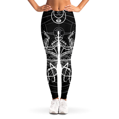 Black And White Mantis Spirit Print Women's Leggings