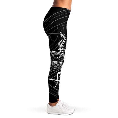 Black And White Mantis Spirit Print Women's Leggings