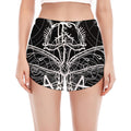 Black And White Mantis Spirit Print Women's Split Running Shorts
