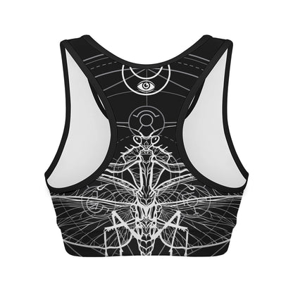 Black And White Mantis Spirit Print Women's Sports Bra