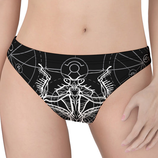 Black And White Mantis Spirit Print Women's Thong