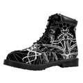 Black And White Mantis Spirit Print Padded Collar Lace Up Boots