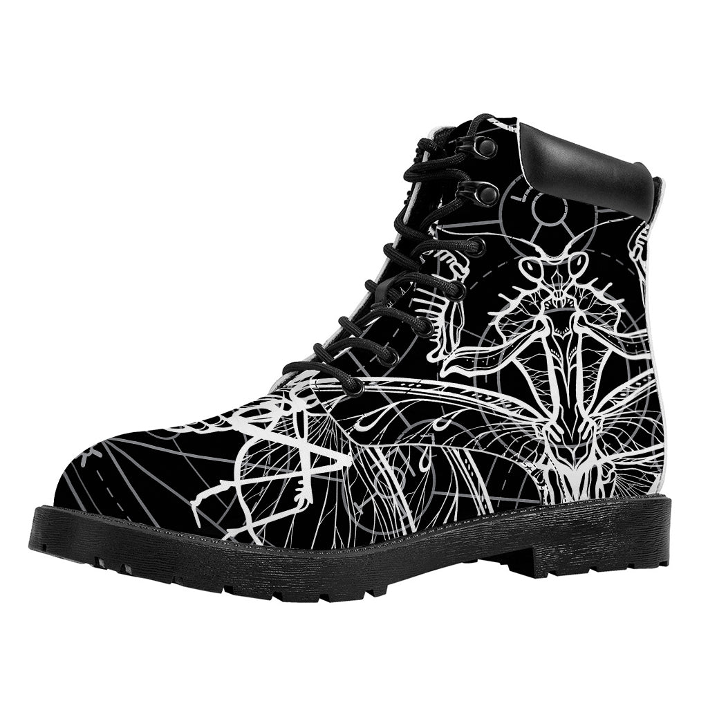 Black And White Mantis Spirit Print Work Boots