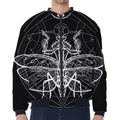 Black And White Mantis Spirit Print Zip Sleeve Bomber Jacket