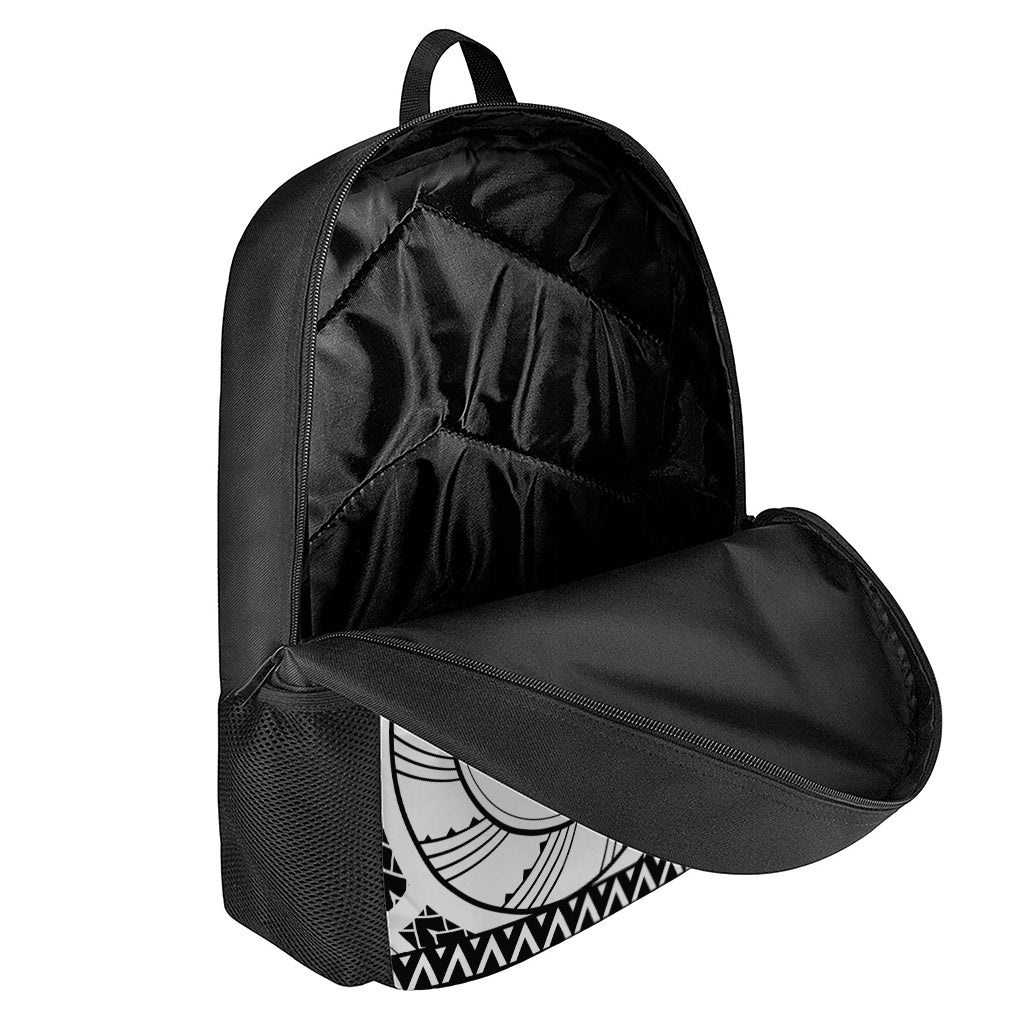 Black And White Maori Pattern Print 17 Inch Backpack