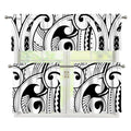 Black And White Maori Pattern Print 3 Piece Kitchen Curtains