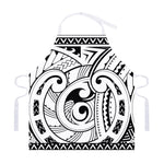 Black And White Maori Pattern Print Adjustable Apron