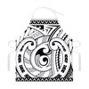 Black And White Maori Pattern Print Adjustable Apron