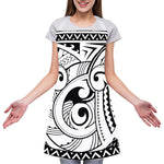 Black And White Maori Pattern Print Adjustable Apron