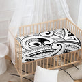 Black And White Maori Pattern Print Baby Crib Sheet