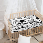 Black And White Maori Pattern Print Baby Crib Sheet