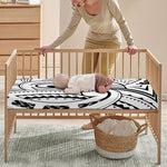 Black And White Maori Pattern Print Baby Crib Sheet