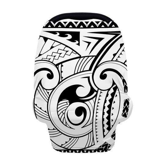 Black And White Maori Pattern Print Baby Seat Cover