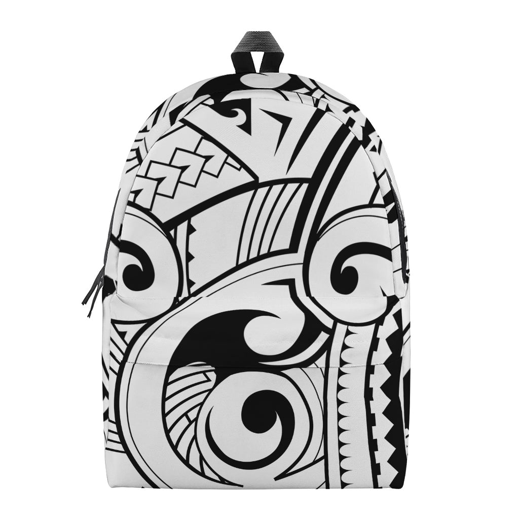 Black And White Maori Pattern Print Backpack