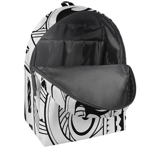 Black And White Maori Pattern Print Backpack