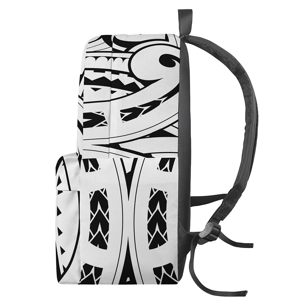 Black And White Maori Pattern Print Backpack