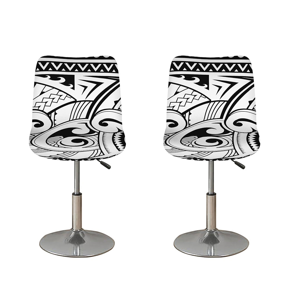 Black And White Maori Pattern Print Bar Stool Covers
