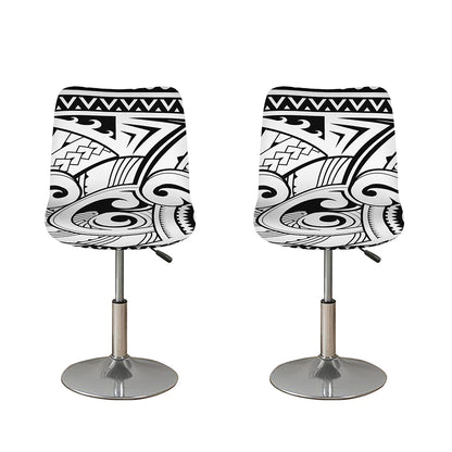 Black And White Maori Pattern Print Bar Stool Covers